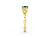 Yellow gold Princess Cut Aquamarine Solitaire Celtic Knot Ring with Four-Prong Setting_14