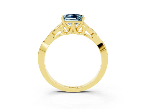 Yellow gold Princess Cut Aquamarine Solitaire Celtic Knot Ring with Four-Prong Setting_15