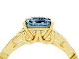 Yellow gold Princess Cut Aquamarine Solitaire Celtic Knot Ring with Four-Prong Setting_16