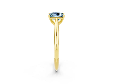 Yellow gold Princess Cut Aquamarine Solitaire Engagement Ring with Cathedral Setting and Four-Prong Mount_14