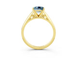 Yellow gold Princess Cut Aquamarine Solitaire Engagement Ring with Cathedral Setting and Four-Prong Mount_21