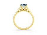 Yellow gold Princess Cut Aquamarine Solitaire Engagement Ring with Cathedral Setting and Four-Prong Mount_27