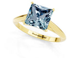 Yellow gold Princess Cut Aquamarine Solitaire Engagement Ring with Cathedral Setting and Four-Prong Mount_85