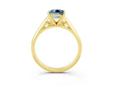 Yellow gold Princess Cut Aquamarine Solitaire Engagement Ring with Cathedral Setting and Four-Prong Mount_87