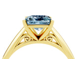 Yellow gold Princess Cut Aquamarine Solitaire Engagement Ring with Cathedral Setting and Four-Prong Mount_88