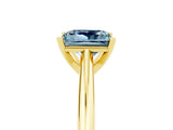 Yellow gold Princess Cut Aquamarine Solitaire Engagement Ring with Cathedral Setting and Four-Prong Mount_89