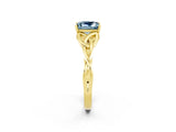 Yellow gold Princess Cut Aquamarine Solitaire Engagement Ring with Celtic Knot Band and Four-Prong Setting_2