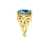 Yellow gold Princess Cut Aquamarine Solitaire Engagement Ring with Celtic Knot Band and Four-Prong Setting_5