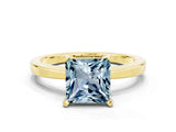 Yellow gold Princess Cut Aquamarine Solitaire Engagement Ring with Classic Band and Four-Prong Setting_24