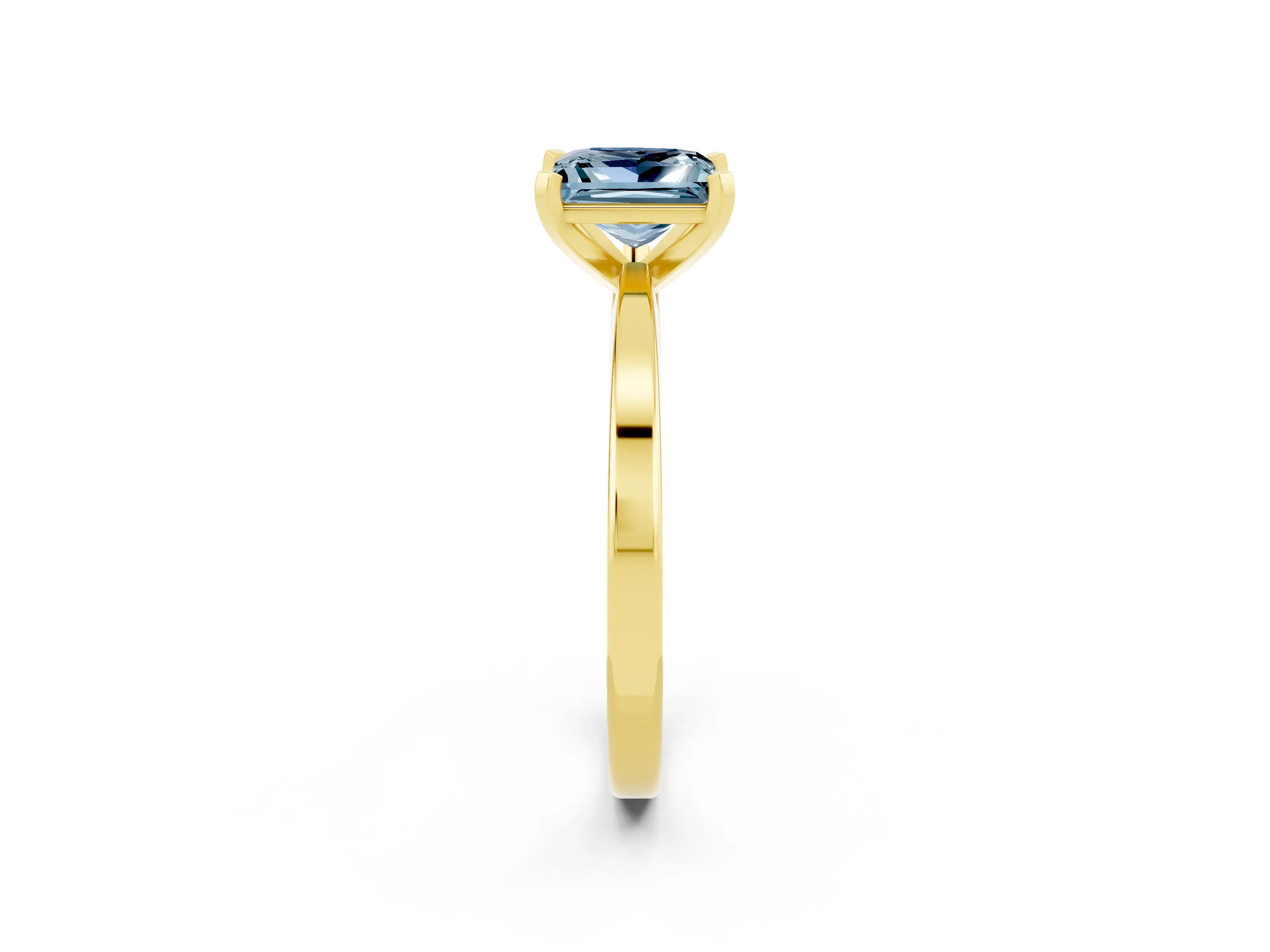 Yellow gold Princess Cut Aquamarine Solitaire Engagement Ring with Classic Band and Four-Prong Setting_26