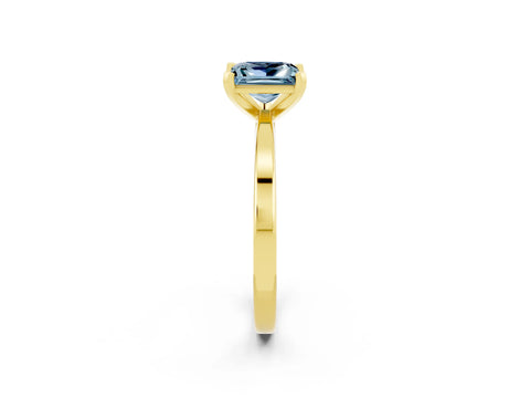 Yellow gold Princess Cut Aquamarine Solitaire Engagement Ring with Classic Band and Four-Prong Setting_26