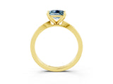 Yellow gold Princess Cut Aquamarine Solitaire Engagement Ring with Classic Band and Four-Prong Setting_27