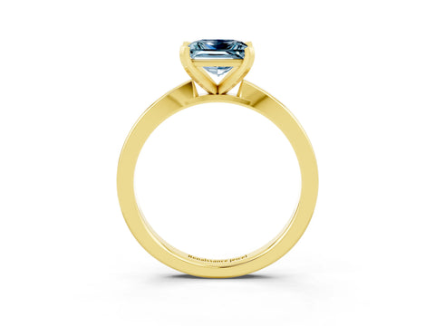 Yellow gold Princess Cut Aquamarine Solitaire Engagement Ring with Classic Band and Four-Prong Setting_27
