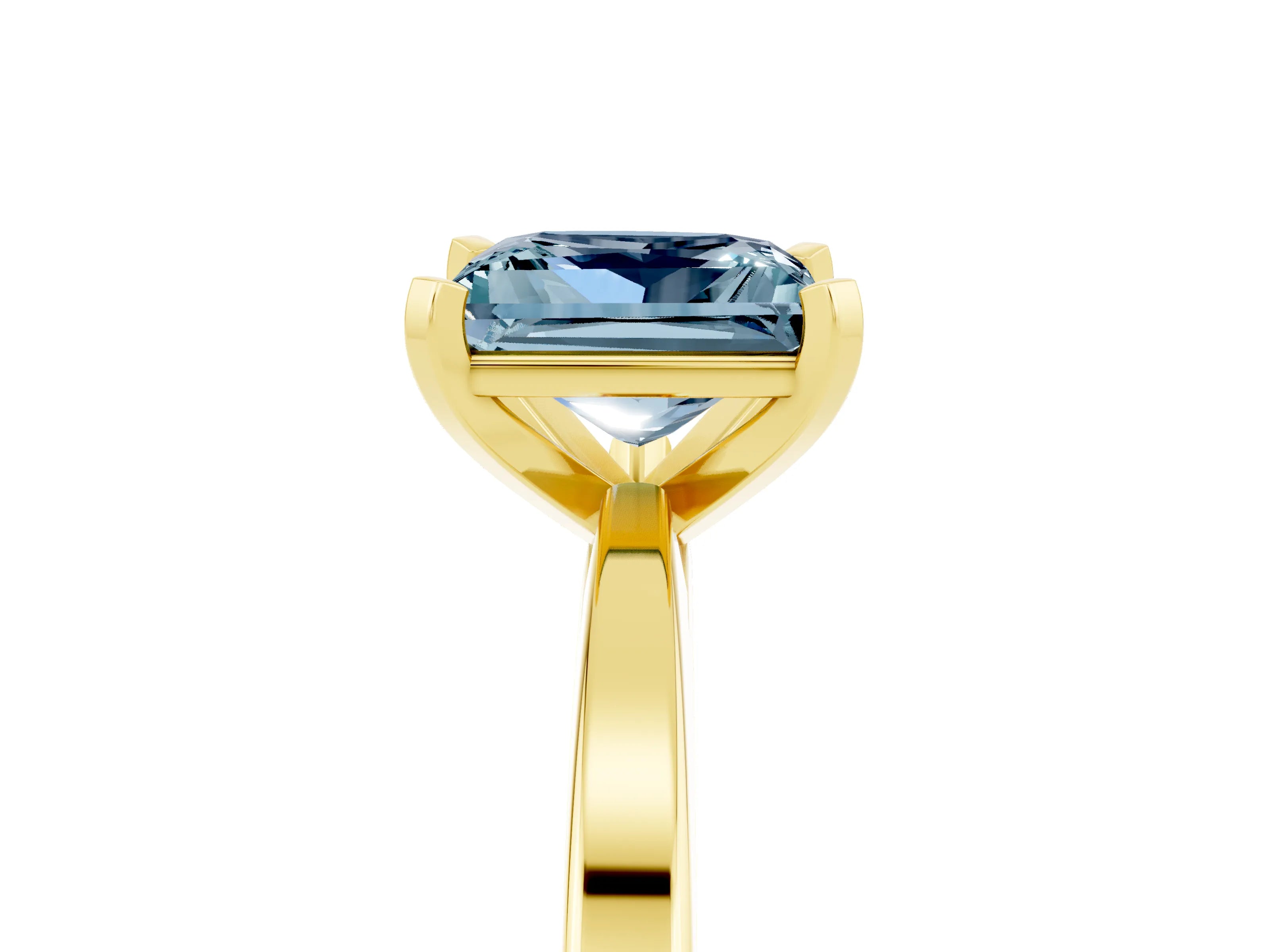 Yellow gold Princess Cut Aquamarine Solitaire Engagement Ring with Classic Band and Four-Prong Setting_29