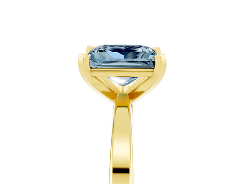 Yellow gold Princess Cut Aquamarine Solitaire Engagement Ring with Classic Band and Four-Prong Setting_29