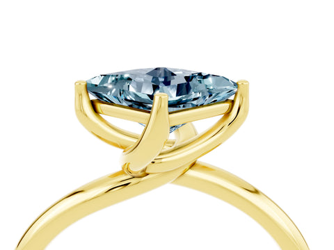 Yellow gold Princess Cut Aquamarine Solitaire Engagement Ring with Four-Prong Setting and Classic Band_16