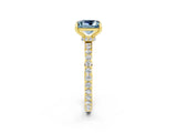 Yellow gold Princess Cut Aquamarine Solitaire Engagement Ring with Pavé Band and Four-Prong Setting_2