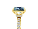 Yellow gold Princess Cut Aquamarine Solitaire Engagement Ring with Pavé Band and Four-Prong Setting_5