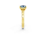Yellow gold Princess Cut Aquamarine Solitaire Engagement Ring with Round Band and Four-Prong Setting_2
