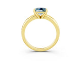 Yellow gold Princess Cut Aquamarine Solitaire Engagement Ring with Round Band and Four-Prong Setting_3