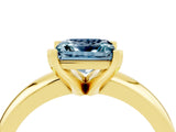 Yellow gold Princess Cut Aquamarine Solitaire Engagement Ring with Round Band and Four-Prong Setting_4