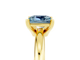 Yellow gold Princess Cut Aquamarine Solitaire Engagement Ring with Round Band and Four-Prong Setting_5