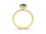Yellow gold Princess Cut Aquamarine Solitaire Pavé Band with Four-Prong Setting_3