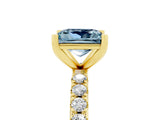 Yellow gold Princess Cut Aquamarine Solitaire Pavé Band with Four-Prong Setting_5