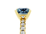 Yellow gold Princess Cut Aquamarine Solitaire Pavé Engagement Ring with Round Band and Prong Setting_17