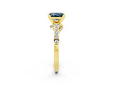 Yellow gold Princess Cut Aquamarine Solitaire Ring with Crossover Gallery and Round  Pavé Band_14