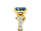 Yellow gold Princess Cut Aquamarine Solitaire Ring with Crossover Gallery and Round  Pavé Band_17