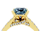 Yellow gold Princess Cut Aquamarine Solitaire Ring with Crossover Gallery and Round  Pavé Band_40