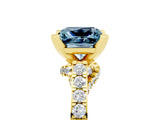 Yellow gold Princess Cut Aquamarine Solitaire Ring with Crossover Gallery and Round  Pavé Band_41