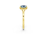 Yellow gold Princess Cut Aquamarine Solitaire Ring with Flower Prong Setting and Classic Band_38