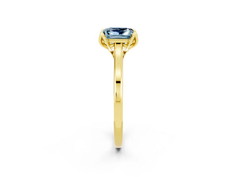 Yellow gold Princess Cut Aquamarine Solitaire Ring with Flower Prong Setting and Classic Band_38