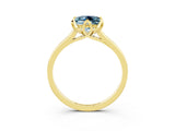 Yellow gold Princess Cut Aquamarine Solitaire Ring with Flower Prong Setting and Classic Band_39