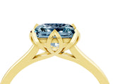 Yellow gold Princess Cut Aquamarine Solitaire Ring with Flower Prong Setting and Classic Band_40