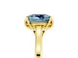 Yellow gold Princess Cut Aquamarine Solitaire Ring with Flower Prong Setting and Classic Band_41