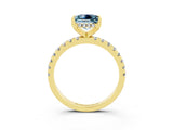 Yellow gold Princess Cut Aquamarine Solitaire Ring with Pavé Band and Four-Prong Setting_27