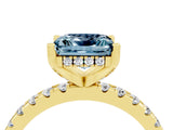 Yellow gold Princess Cut Aquamarine Solitaire Ring with Pavé Band and Four-Prong Setting_28