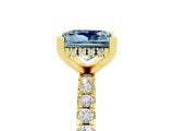 Yellow gold Princess Cut Aquamarine Solitaire Ring with Pavé Band and Four-Prong Setting_29