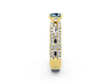 Yellow gold Princess Cut Aquamarine Solitaire Ring with Pavé and Channel Set Band_2