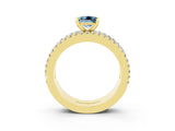 Yellow gold Princess Cut Aquamarine Solitaire Ring with Pavé and Channel Set Band_3