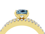 Yellow gold Princess Cut Aquamarine Solitaire Ring with Pavé and Channel Set Band_4