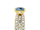 Yellow gold Princess Cut Aquamarine Solitaire Ring with Pavé and Channel Set Band_5