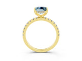 Yellow gold Princess Cut Aquamarine Solitaire Ring with Round  Pavé Band and Four-Prong Setting_39