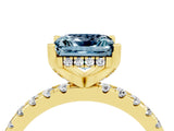 Yellow gold Princess Cut Aquamarine Solitaire Ring with Round  Pavé Band and Four-Prong Setting_40