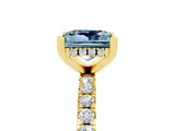 Yellow gold Princess Cut Aquamarine Solitaire Ring with Round  Pavé Band and Four-Prong Setting_41