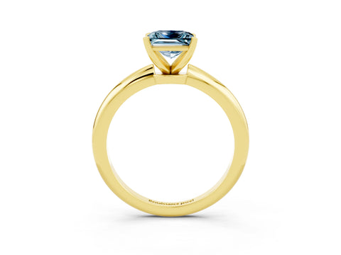 Yellow gold Princess Cut Aquamarine Solitaire Ring with Six-Prong Setting and Classic Band_3