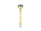 Yellow gold Princess Cut Aquamarine Solitaire Ring with Thin Band and Four-Prong Setting_2